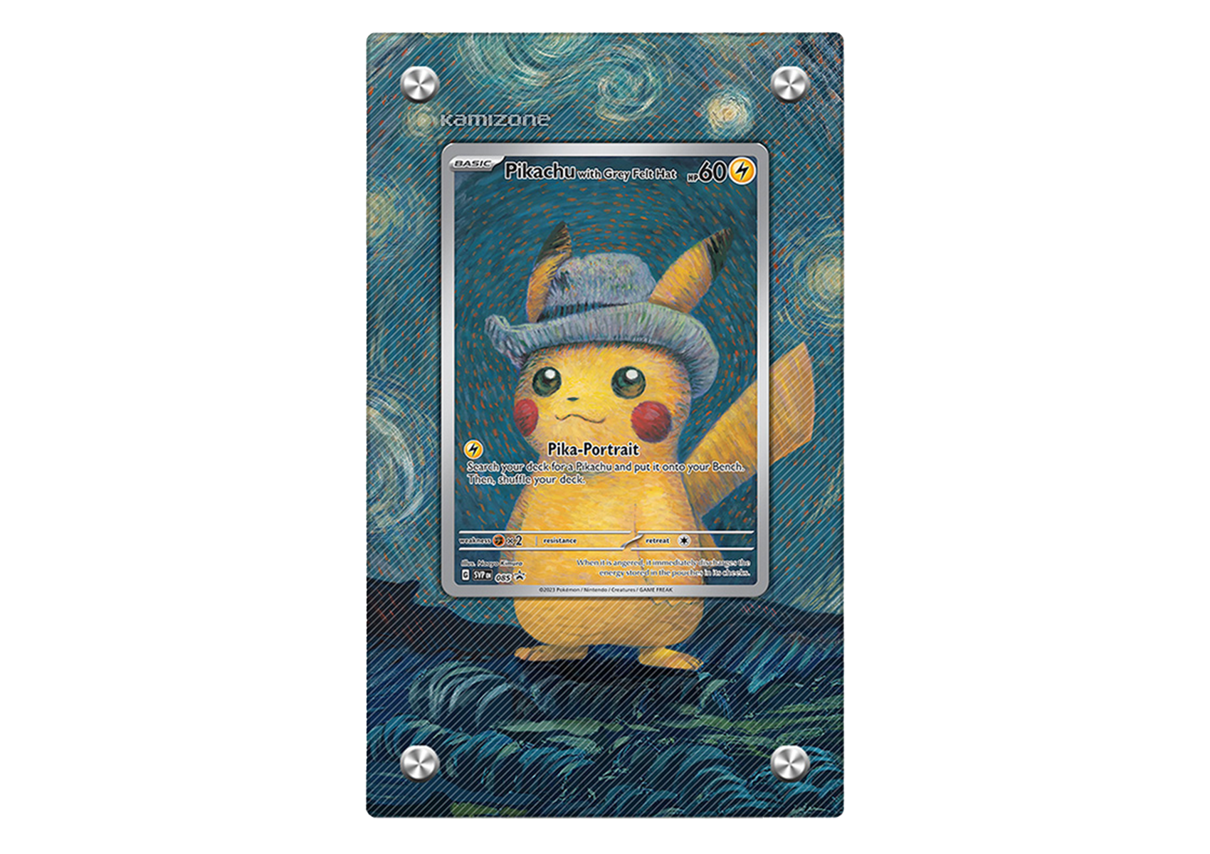 Pikachu with Grey Felt Hat  - Van Gogh Promo - Extended Artwork Display Case